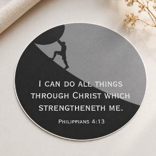 Sticker Rond Philippiens 4:13 KJV Verset Biblique Géante Pierre