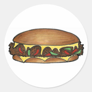 Sticker Rond Philly Cheesesteak Steak Sandwich Philadelphia PA