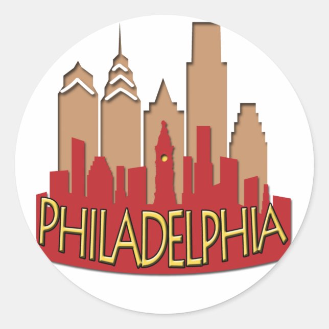 Sticker Rond Philly Skyline newwave (Devant)
