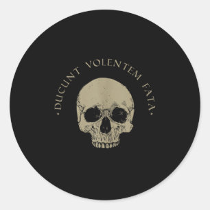 Sticker Rond Philosophie stoïque Du Volentem Fata Stoïcisme crâ