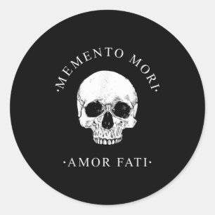 Sticker Rond Philosophie stoïque Memento Mori Amor Fati Crâne S