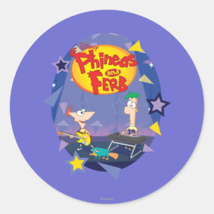 Sticker Rond Phinées et Ferb 1