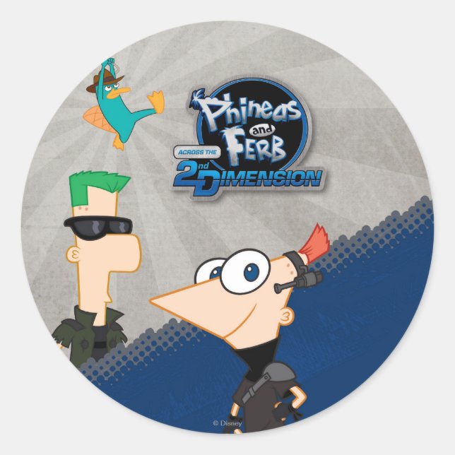 Sticker Rond Phinées et ferbes - 2D (Devant)