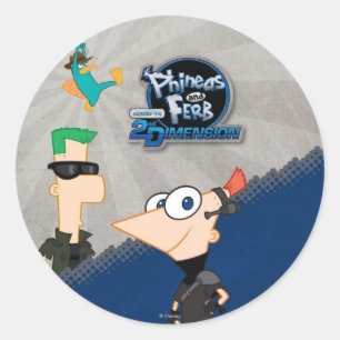 Sticker Rond Phinées et ferbes - 2D