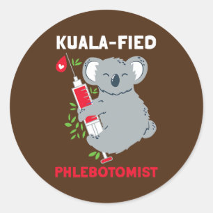 Sticker Rond Phlébotomiste kualafié Phlébotomie Koala Animaux