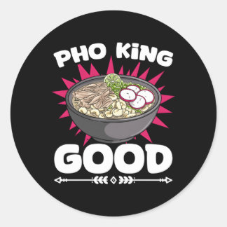 Sticker Rond Pho King Asiatique Nourriture Pho Soupe Vietnamien