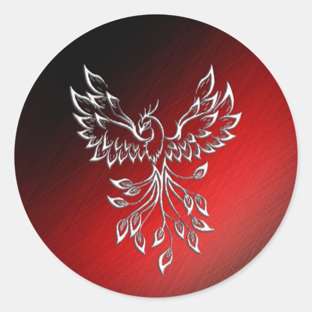 Sticker Rond Phoenix Blanche se lève Rouge n Cendres Noires (Devant)