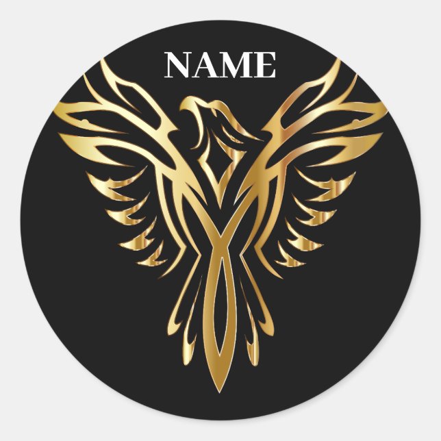 Sticker Rond Phoenix d'or, élégance (Devant)