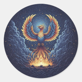 Sticker Rond Phoenix: mystical world, symbol of good fortune
