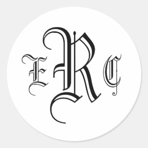 Sticker Rond Phoque à enveloppe noire et blanche à trois lettre