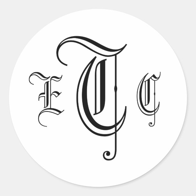 Sticker Rond Phoque à enveloppe noire et blanche à trois lettre (Devant)