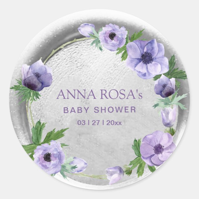 Sticker Rond *~* Phoque de cire de courge à fleur d'anémone vio (Devant)