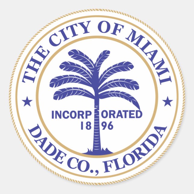 Sticker Rond Phoque de la ville de Miami (Devant)