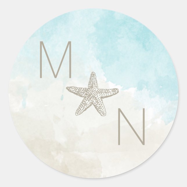 Sticker Rond Phoque de l'enveloppe de mariage du monogramme d'a (Devant)