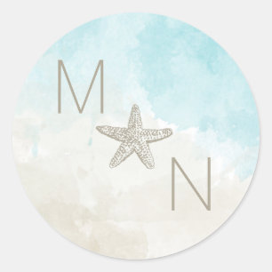 Sticker Rond Phoque de l'enveloppe de mariage du monogramme d'a