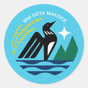 Sticker Rond Phoque de l'État du Minnesota et oiseaux
