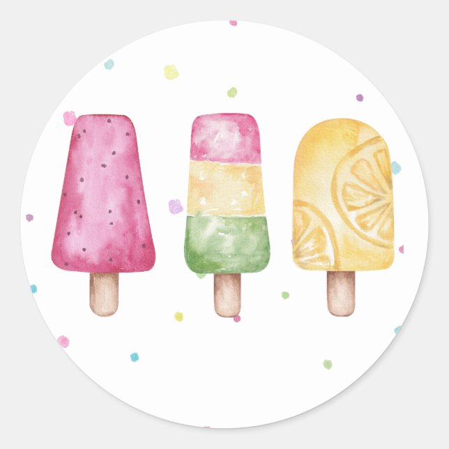 Sticker Rond Phoque d'Enveloppe d'été pour filles roses (Devant)