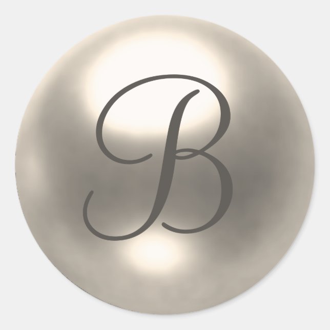 Sticker Rond Phoque mariage Pearl B monogramme (Devant)