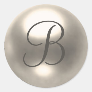 Sticker Rond Phoque mariage Pearl B monogramme