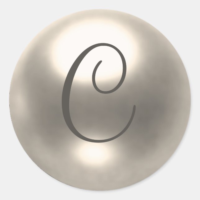 Sticker Rond Phoque mariage Pearl C monogramme (Devant)
