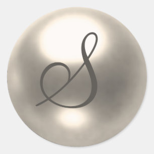 Sticker Rond Phoque mariage Pearl S monogramme