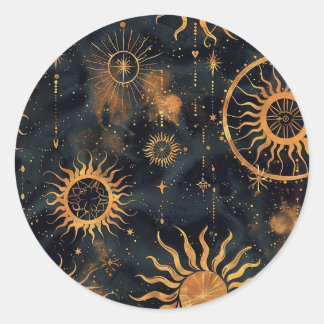 Sticker Rond Phoque Zodiac bleu marine et or personnalisé