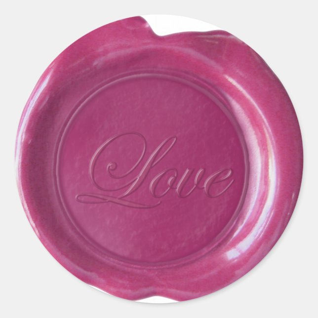 Sticker Rond Phoques à cire Faux - Rose Rouge Script - Amour (Devant)