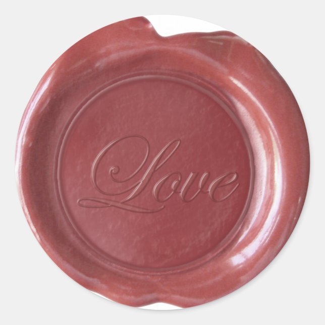 Sticker Rond Phoques à cire Faux - Script Bourgogne - Amour (Devant)