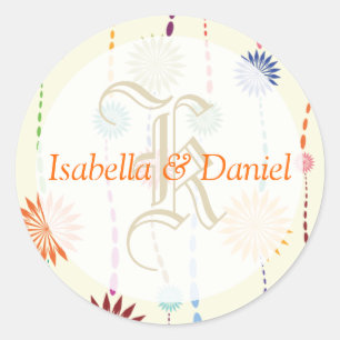 Sticker Rond Phoques Cadeaux Monogrammes nuptiaux