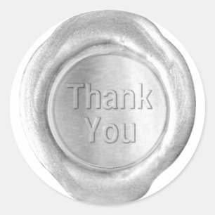 Sticker Rond Phoques de cire Faux - Argent - Gras - Merci