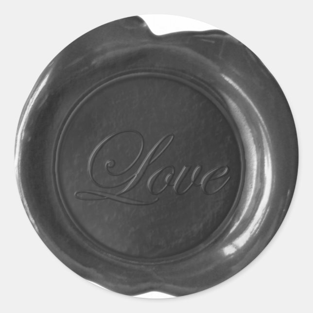 Sticker Rond Phoques de cire Faux - Script noir - Amour (Devant)