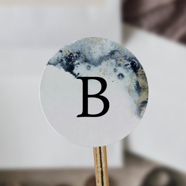 Sticker Rond Phoques de l'enveloppe de Mariage Monogramme de la (Créateur téléchargé)