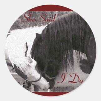 Sticker Rond Phoques de l'enveloppe du cheval "I Do"