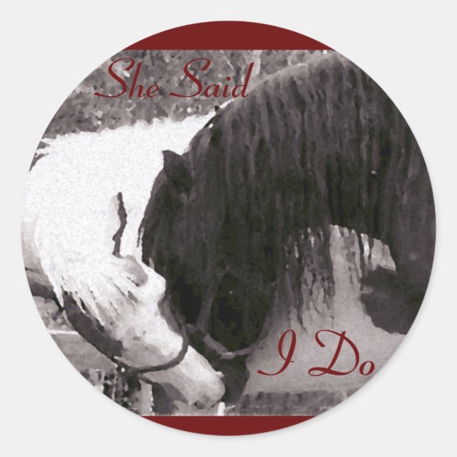 Sticker Rond Phoques de l'enveloppe du cheval "I Do" (Devant)