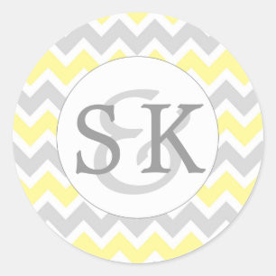 Sticker Rond Phoques de l'enveloppe Mariage du Monogramme gris 