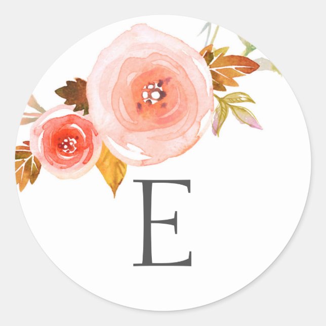 Sticker Rond Phoques de l'enveloppe mariage monogramme / floral (Devant)