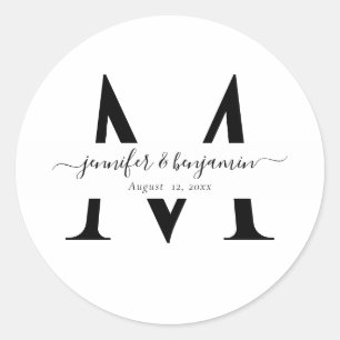 Sticker Rond Phoques d'enveloppe de Mariage blanc moderne