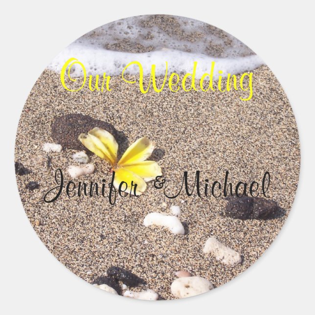 Sticker Rond Phoques d'enveloppe de Mariage tropical (Devant)