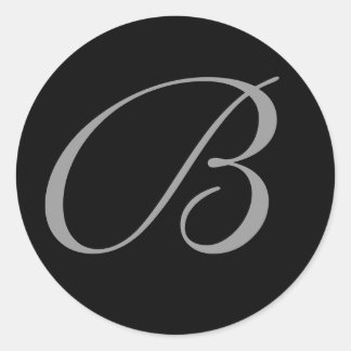 Sticker Rond Phoques d'enveloppe de Mariage vintage noir monogr