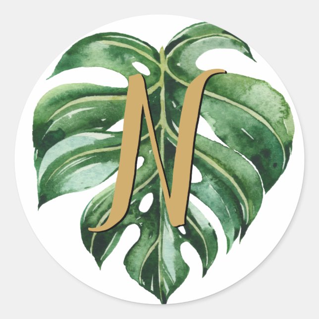 Sticker Rond Phoques d'enveloppe initiale tropicale (Devant)