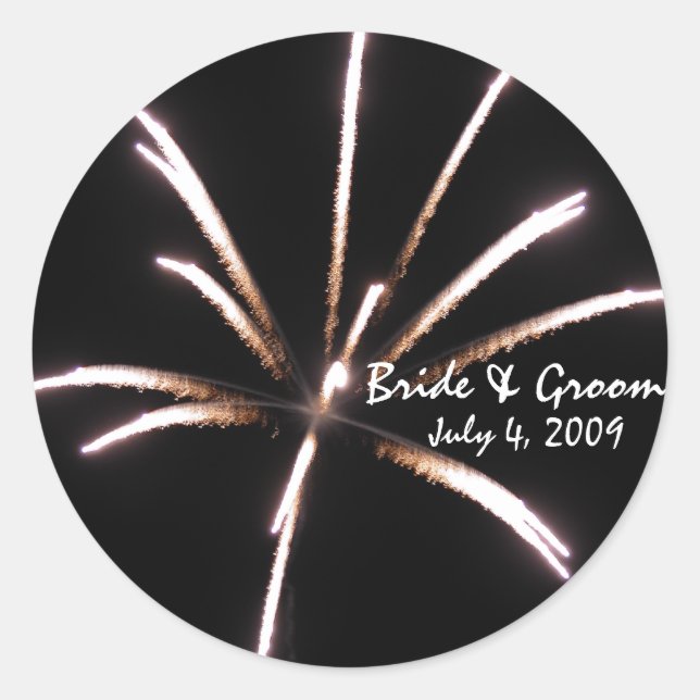 Sticker Rond Phoques d'enveloppe Mariage Fireworks (Devant)