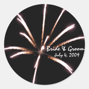 Sticker Rond Phoques d'enveloppe Mariage Fireworks