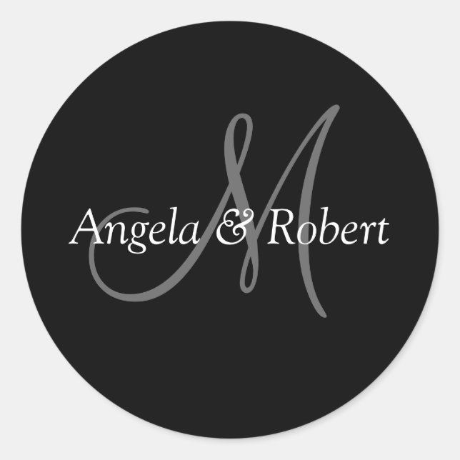 Sticker Rond Phoques d'enveloppe Mariage Monogramme (Devant)