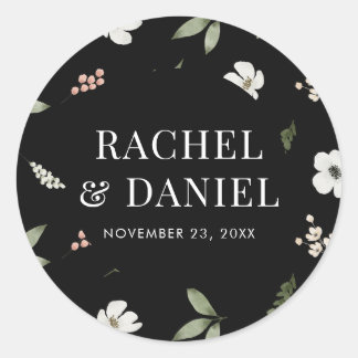 Sticker Rond Phoques d'enveloppes de Mariage de Motif végétal