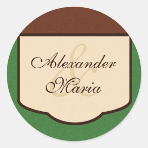 Sticker Rond Phoques d'enveloppes de Mariage doux et vert