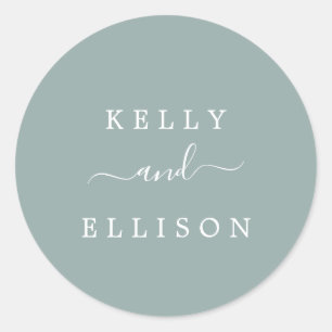 Sticker Rond Phoques d'enveloppes de Mariage vert et blanc de p