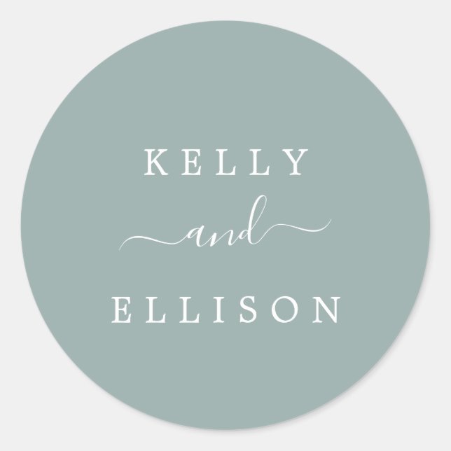 Sticker Rond Phoques d'enveloppes de Mariage vert et blanc de p (Devant)