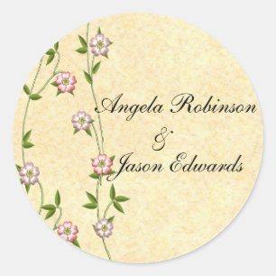 Sticker Rond Phoques d'enveloppes d'ivoire à fleurs