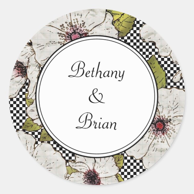 Sticker Rond Phoques d'enveloppes florales (Devant)