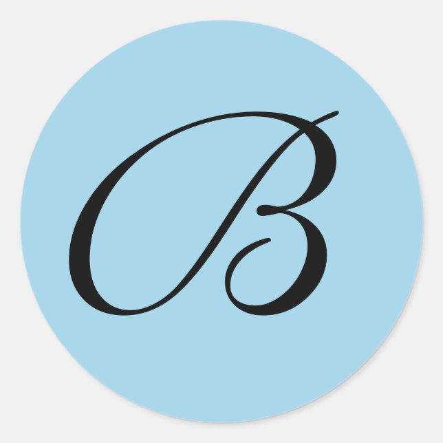 Sticker Rond Phoques d'enveloppes initiales monogrammes bleus (Devant)